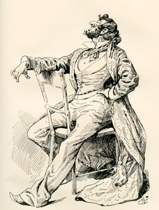 Alfred Mantalini úr. Harry Furniss illusztrációja a Nicholas Nickleby című Charles Dickens-regényhez, a The Testimonial Editionból, 1910-ben. alkotó: Harry Furniss