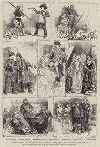 Tableaux Vivants Sir Walter Scott regényeiből, a Cromwell House-ban, South Kensington alkotó: Harry Furniss