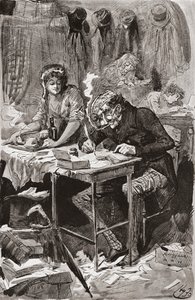 A kolduló levél írója. Harry Furniss illusztrációja Charles Dickens Great Expectations című regényéhez, az 1910-ben megjelent The Testimonial Editionból. alkotó: Harry Furniss