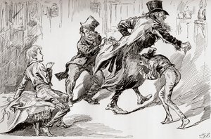 A tolvajok konyhája. Olivernek bemutatják a How It Is Done-t, az 1910-ben megjelent The Testimonial Edition-ból Charles Dickens, az „Oliver Twist” illusztrációja. alkotó: Harry Furniss