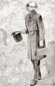 A nem kereskedelmi utazó. Harry Furniss illusztrációja a Kereskedelmi utazó című novellához Charles Dickens karácsonyi könyveiből, amely a The Testimonial Edition 1910-ben jelent meg. alkotó: Harry Furniss