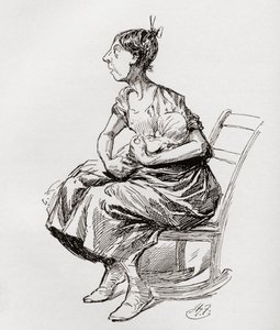 Tilly Slowboy. Harry Furniss illusztrációja a Tücsök a tűzhelyen című novellához Charles Dickens karácsonyi könyveiből, amely az 1910-es The Testimonial Edition-ban jelent meg. alkotó: Harry Furniss