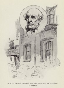 W E Gladstones apja és az Albanyban elfoglalt kamrák alkotó: Harry Furniss