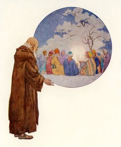 Egy druida látja Józsefet és társait az első britanniai lakomán (színes litográfia) alkotó: Harry George Theaker
