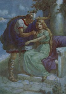 Frithiof és Ingeborg, a "Ring király öltönyéből" (színes litográfia) alkotó: Harry George Theaker