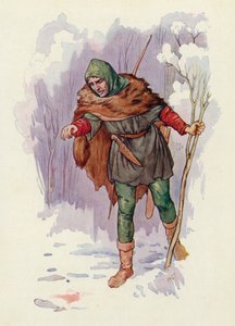 "Ha!" - kiáltotta Herbert, az erdész - "itt gyilkosság történt!" (színes litográfia) alkotó: Harry George Theaker