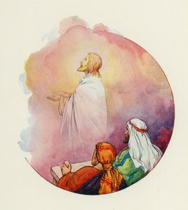 Elvált tőlük, és felvitték a mennybe (színes litográfia). alkotó: Harry George Theaker