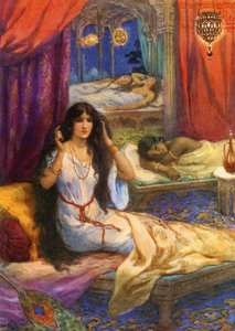 "Pabhavati Wakened with a Start" (színes litográfia) alkotó: Harry George Theaker
