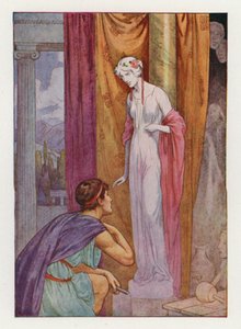 Pygmalion és a szobor (színes litográfia) alkotó: Harry George Theaker