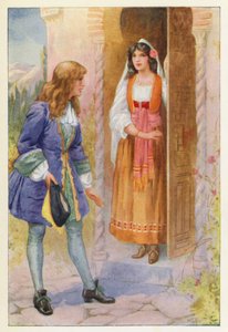 Ruyz de Alarcon és az Alhambra rózsája (színes litográfia) alkotó: Harry George Theaker