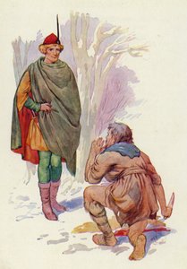 Sebald felemelt késsel és rémülettel sovány arcán állt vele szemben (színes litográfia).