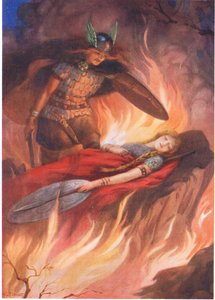 "Sigurd és Brynhild" a "The Sword of the Volsungs"-ból, illusztrálva a Raphael Tuck által kiadott "Children