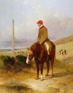 Nat Flatman (1810-60) a póniján Az 1844-es Chesterfield Stakes kezdete előtt, 1844