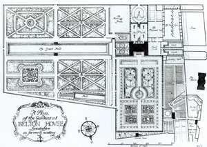 A Lincolnshire állambeli Belton House kertjeinek terve, ahogy korábban létezett, 1900 körül alkotó: Harry Inigo Triggs