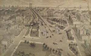 Brooklyn Plaza of the Manhattan Bridge, 1917 körül (indiai tinta és mosás átlátszatlan fehérrel)