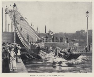 Lövés a csúszdákkal Coney Islanden (litho)