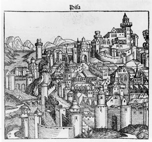 Pisa Hartmann Schedel "Liber Chronicarum" után. Nürnberg 1493 alkotó: Hartmann Schedel
