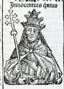 IV. Innocent pápának (1195-1254) portréja a Liber chronicarumban, Hartmann Schedel nürnbergi 1497-ben