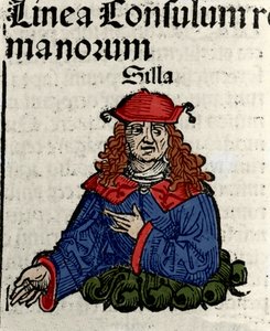 Lucius Cornelius Sulla (Silla vagy Sylla) római politikus (Kr. e. 138-68) ábrázolása Hartmann Schedel „Nürnbergi krónikái” xilográfiája alkotó: Hartmann Schedel