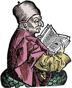 Tiszteletreméltó Bede történész és teológus (673-735) (Beda Venerabilis). A „Nürnbergi krónikák” xilográfiája, Hartmann Schedel