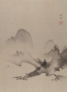 Tó és hegyek, kb. 1885-89. alkotó: Hashimoto Gaho