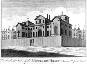 A Middlesex Kórház délkeleti képe, 1745