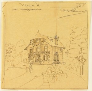 Egy villa perspektivikus nézete alkotó: Hector Guimard