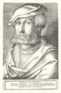 Heinrich Aldegrever német festő és metszet önarcképe (metszet) alkotó: Heinrich (after) Aldegrever