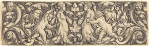 Kereszttábla szőlővel a közepén és Tritonok párjával, 1537. alkotó: Heinrich Aldegrever