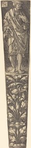 Tőrhüvely papagájt tartó úriemberrel. alkotó: Heinrich Aldegrever