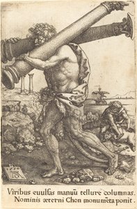 Herkules, aki a gázai két oszlopot hordozza alkotó: Heinrich Aldegrever
