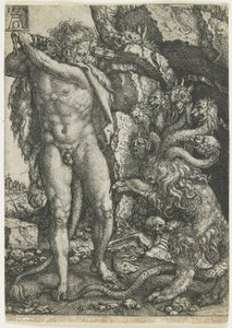 Herkules elpusztítja a lernai hidrát, 1550 alkotó: Heinrich Aldegrever