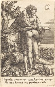 Herkules harcol a folyóval Isten Achelous alkotó: Heinrich Aldegrever