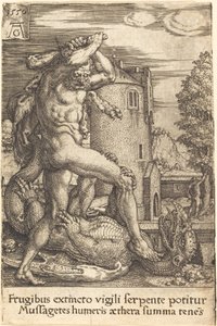 Herkules megöli a sárkányt, 1550. alkotó: Heinrich Aldegrever