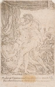 Hercules és Hippodameia, a sorozatból:  Herkules fáradozásai (10) alkotó: Heinrich Aldegrever