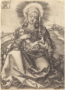 Madonna egy tájban, párnán ülve, 1527. alkotó: Heinrich Aldegrever