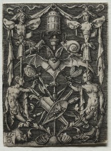 Díszkép denevérrel a közepén, 1550. alkotó: Heinrich Aldegrever