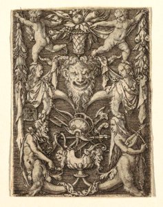 Dísz maszkkal és groteszk figurákkal alkotó: Heinrich Aldegrever