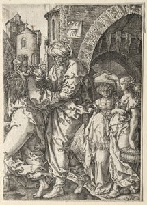 Lót története: Lót és családja Szodomából menekülve, 1555. alkotó: Heinrich Aldegrever
