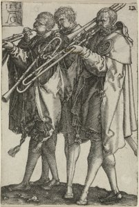 Három harsonaművész, tizenkettes lemez a The Large Wedding-Dancers-től alkotó: Heinrich Aldegrever