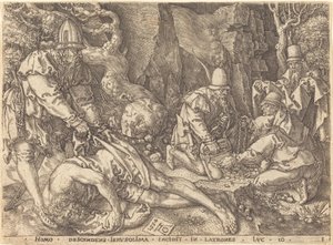 Utazó a tolvajok között, 1554. alkotó: Heinrich Aldegrever