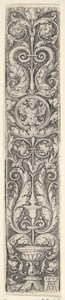 Függőleges tábla kandeláberrel, melyben egy medál kentaurral és egy pár Dolp..., 1529. alkotó: Heinrich Aldegrever