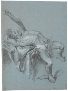 Polyphemus meg van kötve? (Fekvő fekvő férfi felemelt bal karral) alkotó: Heinrich Dittmers