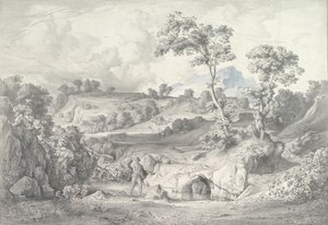 Déli táj emberrel és kígyóval, 1847. alkotó: Heinrich Dreber