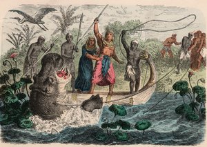 Az ókori Egyiptom: Fáraó vízilóra vadászik, 1866