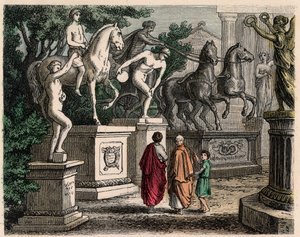 Az ókori Görögország: Olimpiai bajnokok szobrait állítottak Olimpiában, 1866 alkotó: Heinrich Leutemann