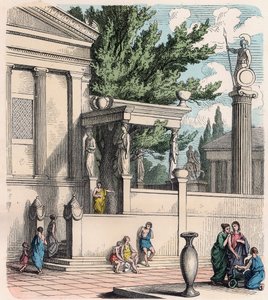 Az ókori Görögország: A szent olajfa az athéni kastélyban (Akropolisz). alkotó: Heinrich Leutemann