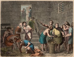 Az ókori Róma: ételosztás a rabszolgáknak este, 1866