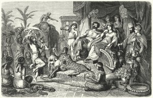 Udvari jelenet az egyik hellenisztikus királyságból, amelyre Nagy Sándor birodalma a halála után kettészakadt (metszet) alkotó: Heinrich Leutemann