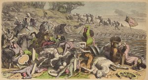 Macedón falanx a perzsákkal vívott csatában (színes metszet) alkotó: Heinrich Leutemann